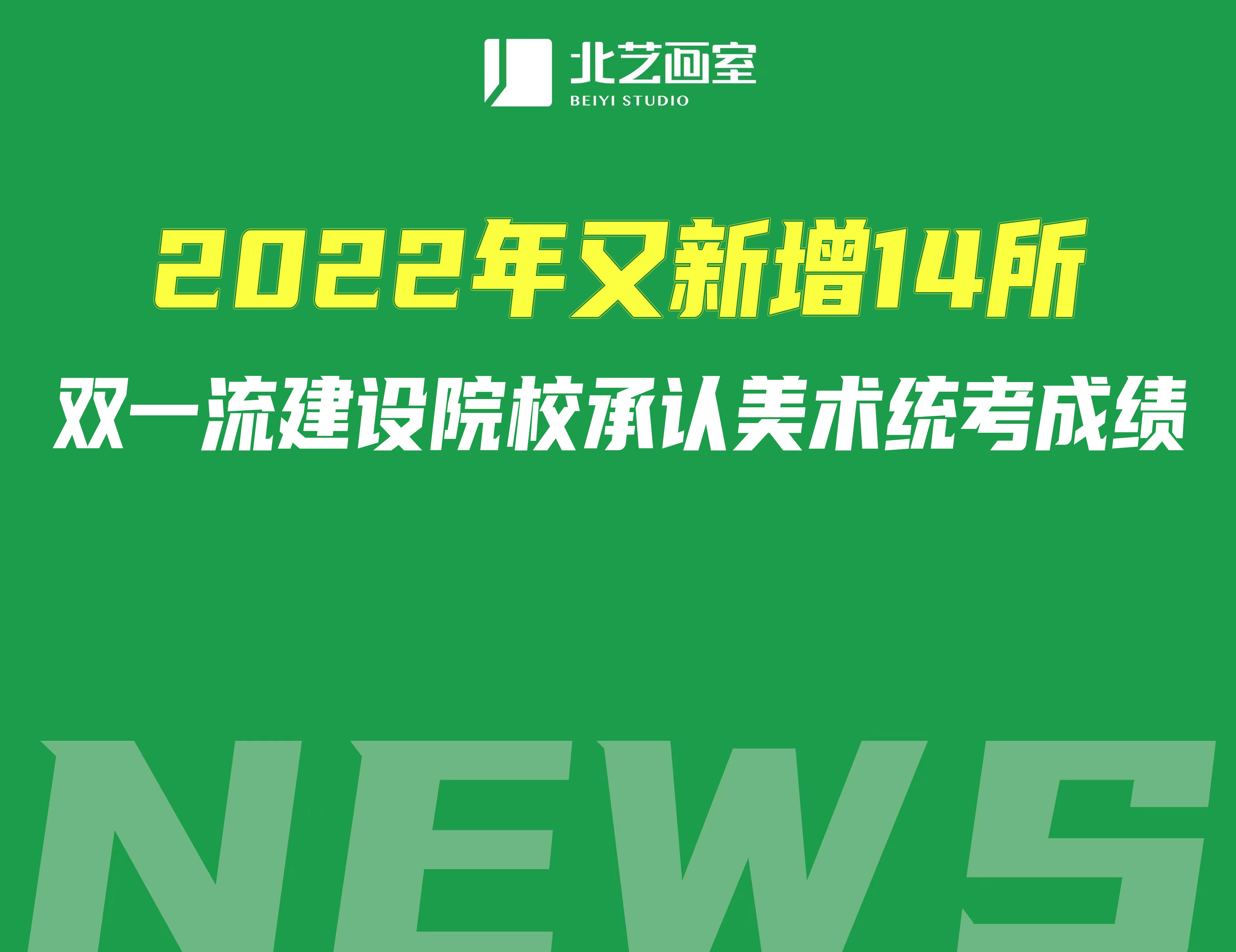 2022年又新增14所双一流建设院校承认美术统考成绩，各省分布如下